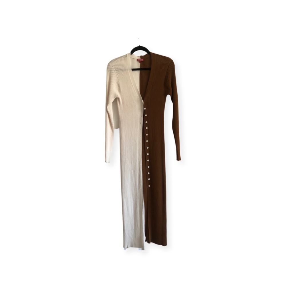 Staud shoko two-tone ribbed knit dress